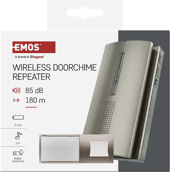 EMOS Kabellose Türklingel/Funkklingel Set mit Repeater Funktion - unbegrenzte Reichweite - 5-stufige