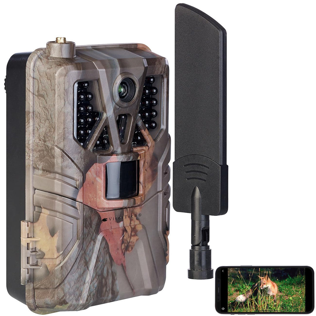 VisorTech Wildkamera mit SIM Karte: 4G/LTE-Akku-Wildkamera mit 2K-Auflösung, PIR-Sensor, Nachtsicht,