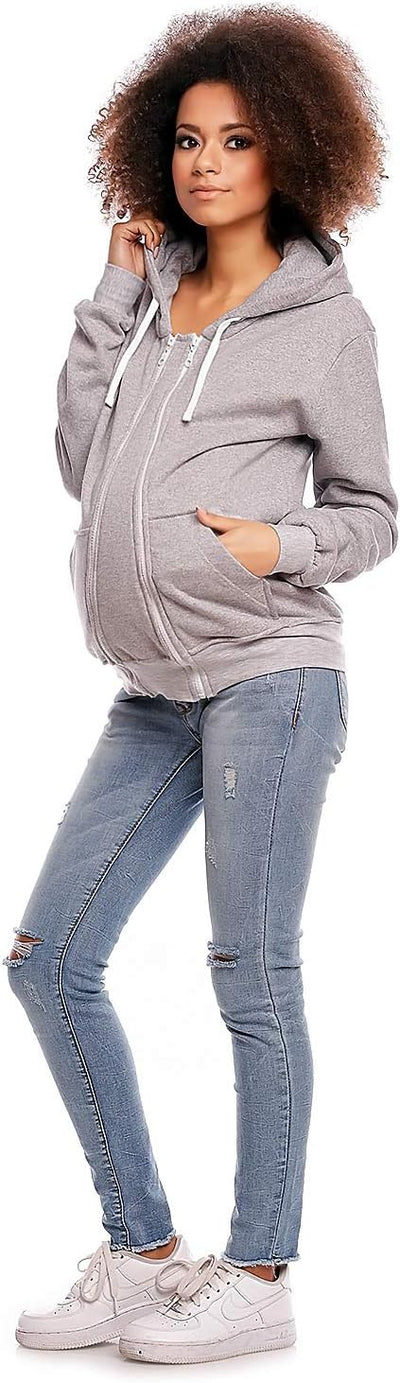 Selente Mummy Love Damen Kapuzenpullover/Langarmshirt zum Stillen und als Umstandsmode (Made in EU)