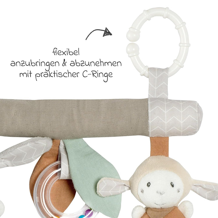 Fehn Activity-Trapez zum Aufhängen mit Schaf & Esel Tier-Anhängern - Stoff-Lernspielzeug für Babys m