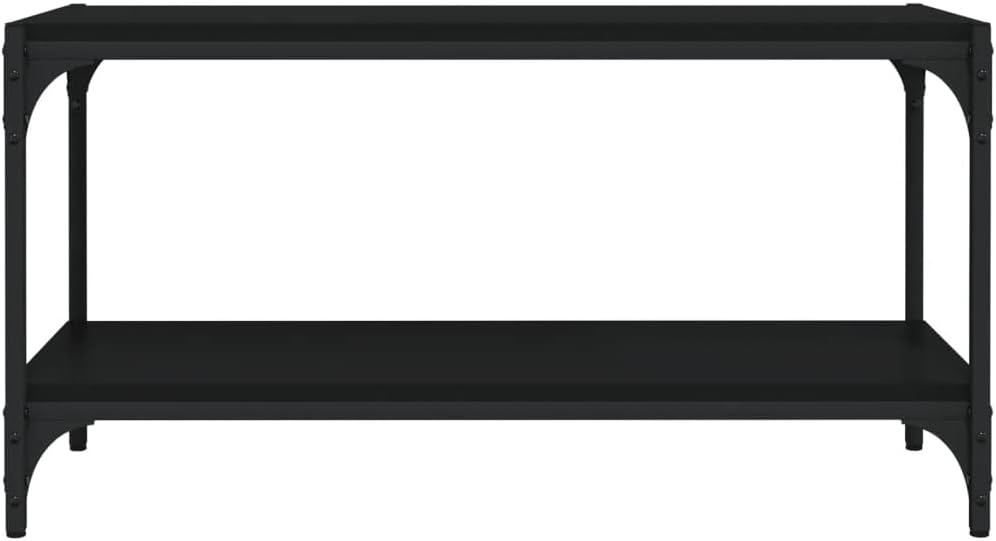 homiuse TV-Schrank Schwarz 80x33x41 cm Holzwerkstoff und Stahl TV Board Fernsehschrank Fernsehtisch