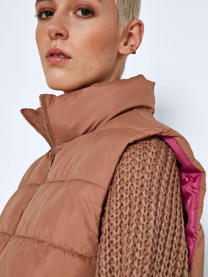 Noisy may Damen Nmmarcus Vest Bg Noos Weste, Beaver Fur/Detail:ibis Rose Lining