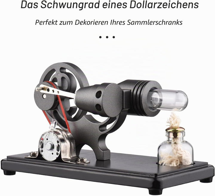 Bisofice Stirlingmotor Stirling Motor Modell mit LED Licht, Heissluft Sterling Engine, Schwungrad-De