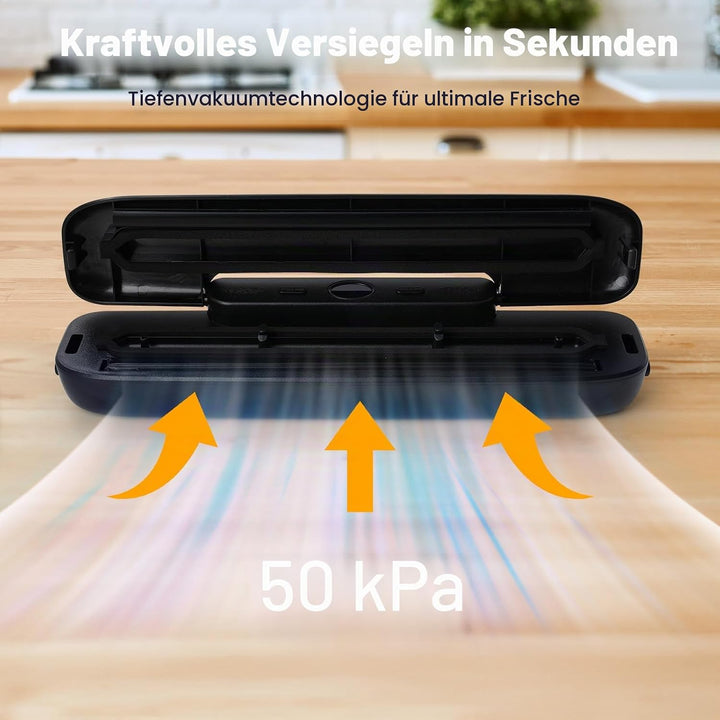 Profi Vakuumiergerät, Vakuumierer für Lebensmittel mit 30 Beuteln, Heiss- & Vakuumversiegelung, Plat