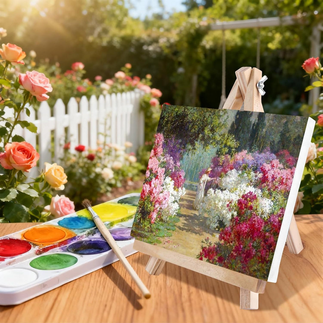 JMIATRY 6 Stück Leinwand Mit Staffelei, 15x20cm Leinwand mit 18x24 cm Staffelei, Kleine Leinwände, L