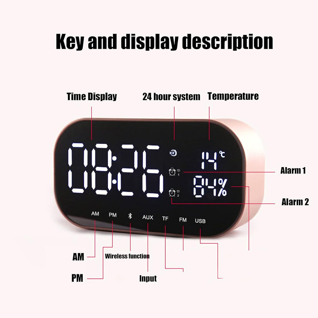 Annadue Digitaler Wecker mit Bluetooth-Lautsprecher, multifunktionaler FM-Radiowecker, Desktop-Digit