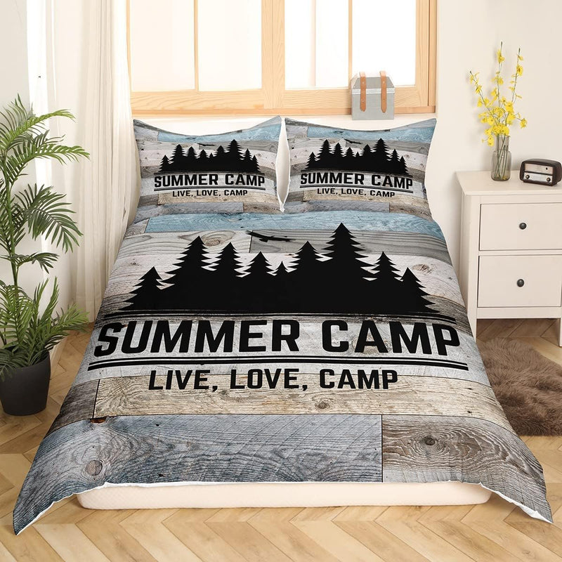 Homewish Camping Bettwäsche für Erwachsene Jungen Happy Camping Bettbezug rustikales Bauernhaus Bett