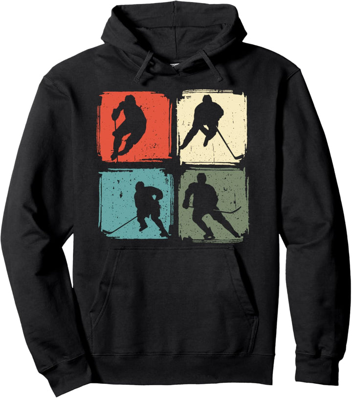 Ice Hockey Spieler Vintage Motiv Pullover Hoodie