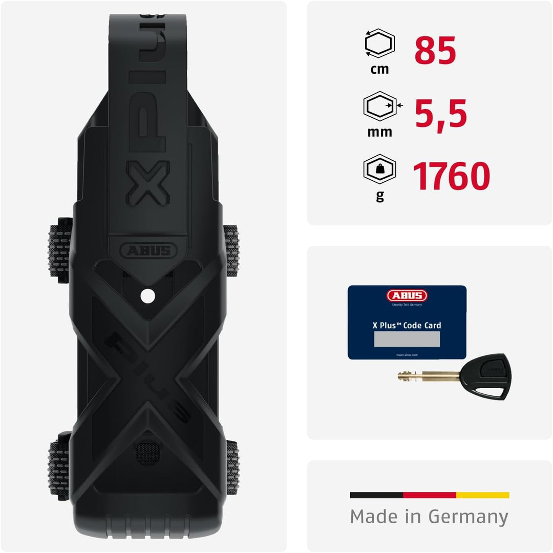 ABUS Faltschloss Bordo Granit XPlus 6500/85 ST mit Schlosstasche - Fahrradschloss aus gehärtetem Sta