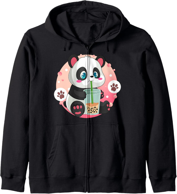 Panda Boba Tea Bubble Tea Anime Kawaii Neko Kapuzenjacke