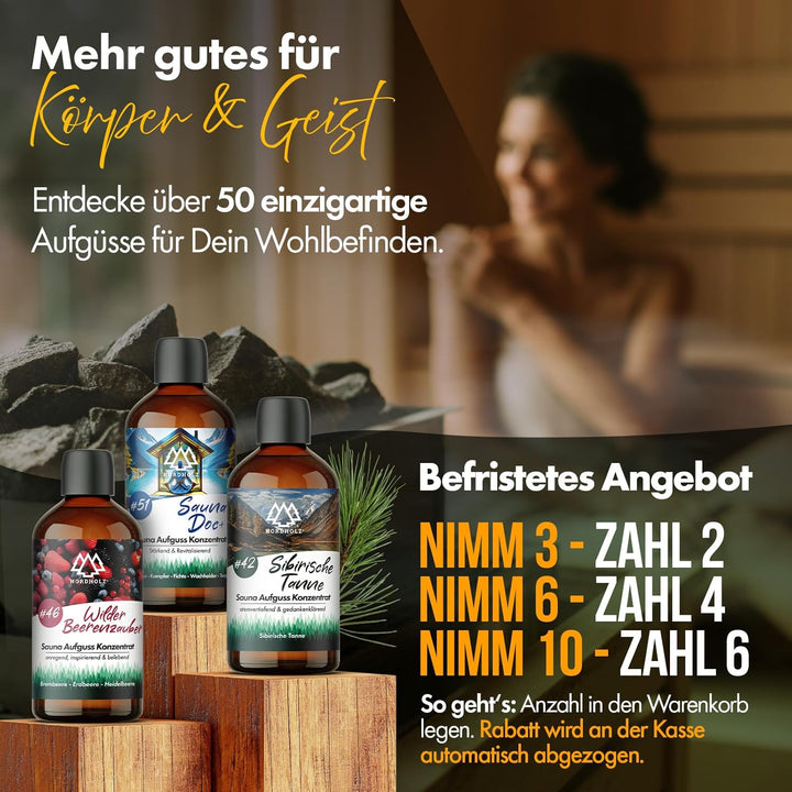 Saunaaufguss [54 Sorten 15ml, 100ml, 250ml] - Sauna Aufgussmittel für intensive & erholsame - Sauna