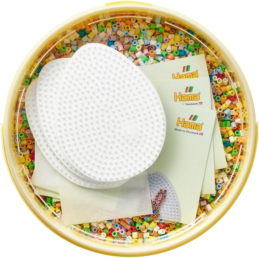Hama Perlen 181-302 Bügelperlen Eimer mit ca. 30.000 Bastelperlen mit Durchmesser 5 mm inkl. Stiftpl