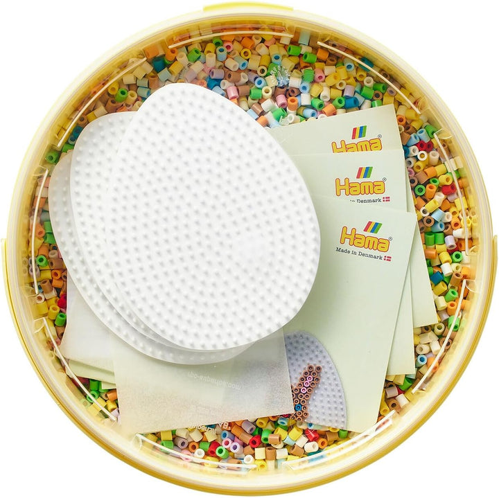 Hama Perlen 181-302 Bügelperlen Eimer mit ca. 30.000 Bastelperlen mit Durchmesser 5 mm inkl. Stiftpl
