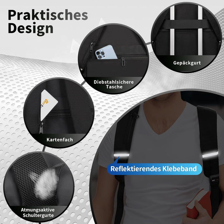 BERTASCHE Lunch Rucksack, Laptop Rucksack 17,3 Zoll mit Isoliertes Kühlfach für Herren und Damen, 2-
