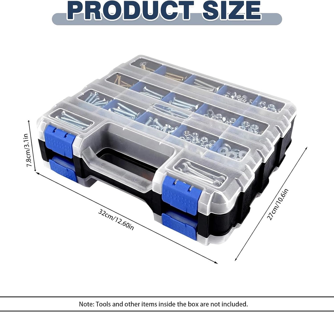 Doppelseitige Schrauben Sortierbox, 34 Fächer Kleinteile Organizer mit Abnehmbarer Trennstege, Aufbe