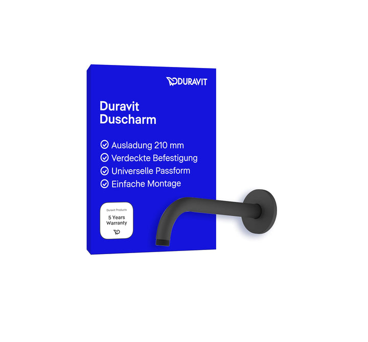 Duravit UV0670027046 Universal Duscharm, Duscharmatur Wandbefestigung, Brausearm 210 mm, Duschbrause