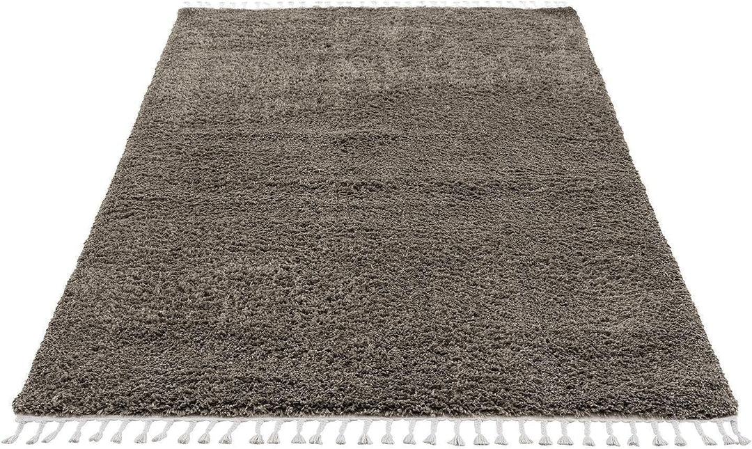 carpet city Hochflor Teppich Wohnzimmer - Einfarbig Anthrazit - 80x150 cm - Shaggyteppich Langflor -
