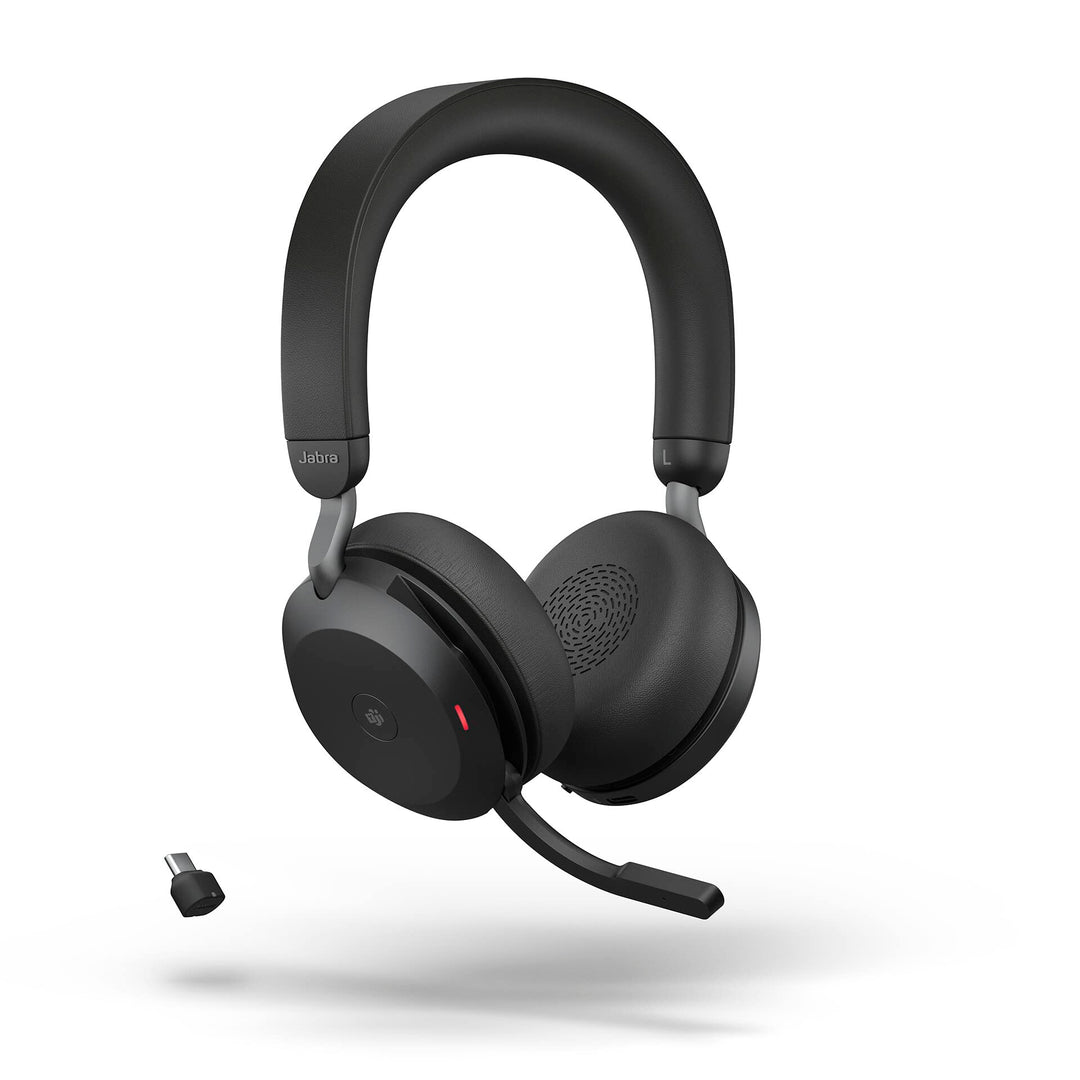 Jabra Evolve2 75 Wireless PC Headset with 8-Microphone Technology - Dual Foam Stereo Headphones with