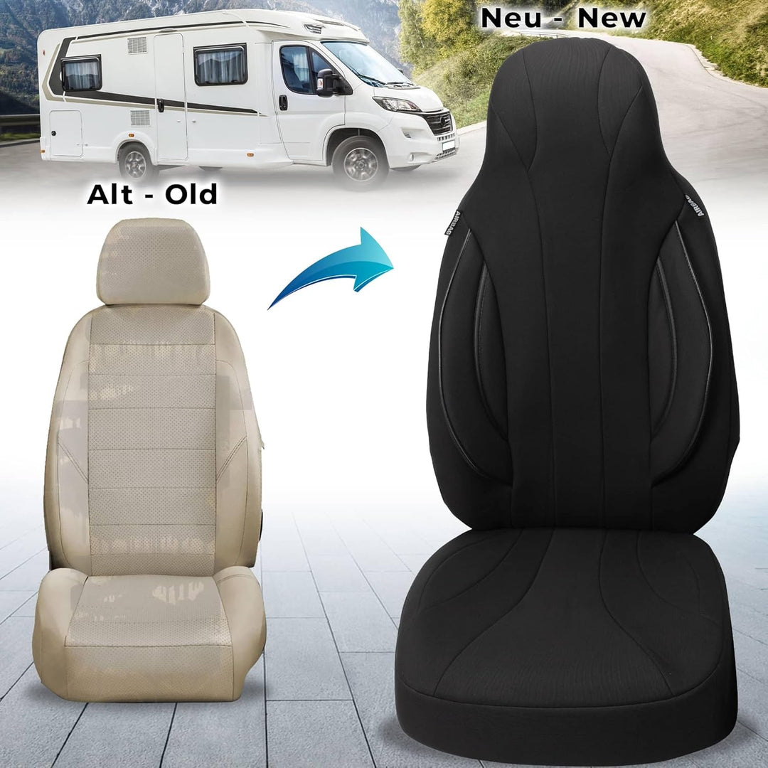 BREMER SITZBEZÜGE Wohnmobil Schonbezüge für FIAT Ducato 250 Cruiser Line 640 WPL403 WPL403 - Schwarz