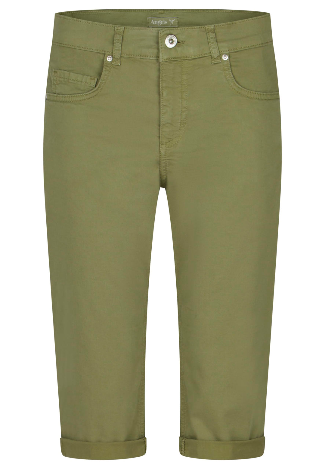 ANGELS Slim Fit Jeans 5-Pocket-Hose Capri TU mit Label-Applikationen 34 Khaki, 34 Khaki