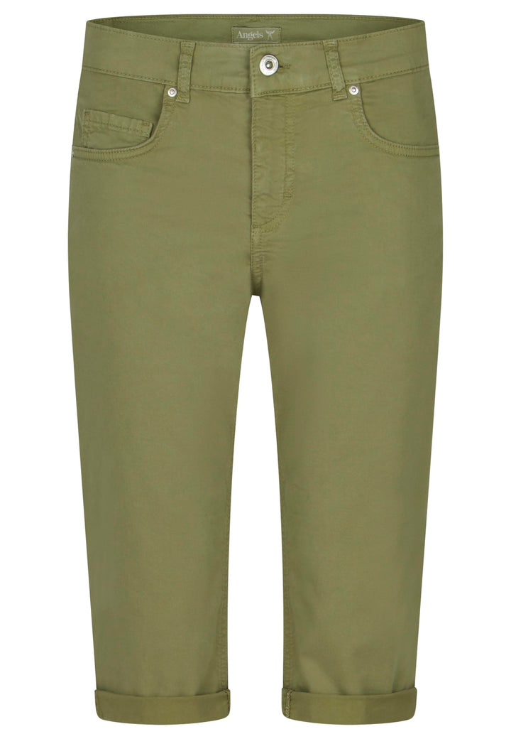 ANGELS Slim Fit Jeans 5-Pocket-Hose Capri TU mit Label-Applikationen 34 Khaki, 34 Khaki