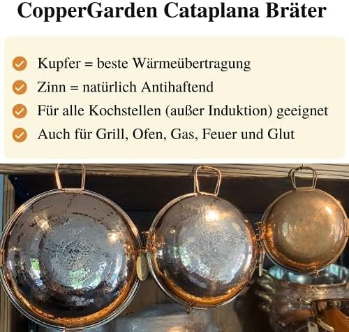 CopperGarden® Cataplana Bräter aus handverzinntem gehämmerten Kupfer mit ca 30 cm Durchmesser I Port