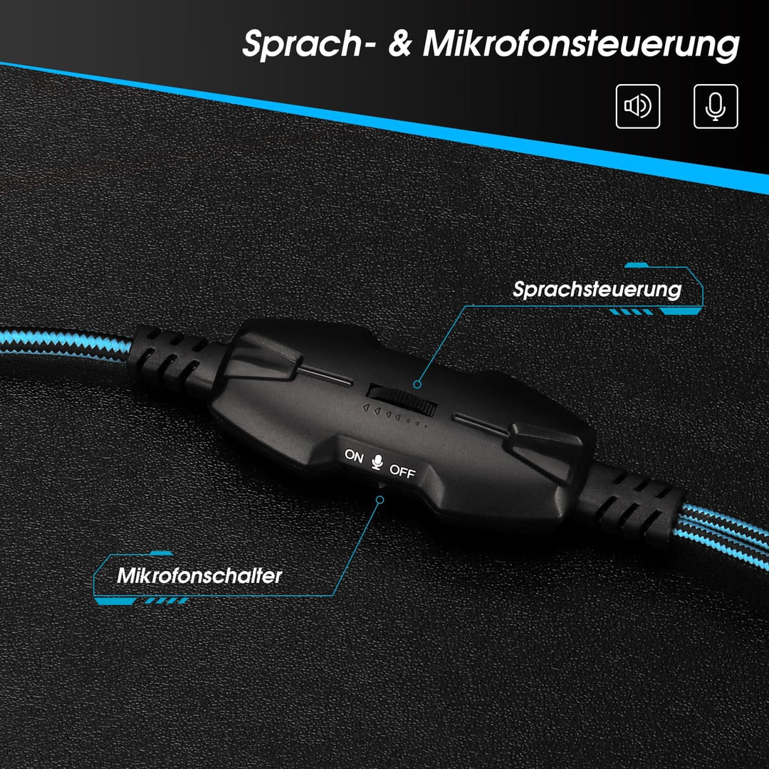 Gaming Kopfhörer für PC/PS4/Mac – August EPG100 – Stereo Gaming Headset mit RGB-LED Licht Rauschunte