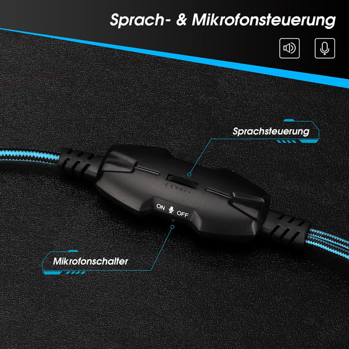 Gaming Kopfhörer für PC/PS4/Mac – August EPG100 – Stereo Gaming Headset mit RGB-LED Licht Rauschunte