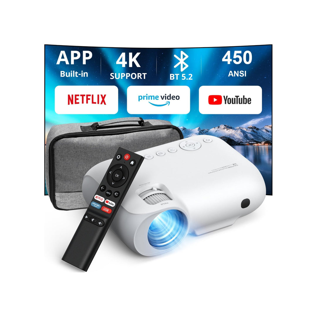Beamer 4K【Official Netflix & Dolby Audio】 15000 Lumen Zoom/Trapezkorrektur WiFi Bluetooth Beamer Ful