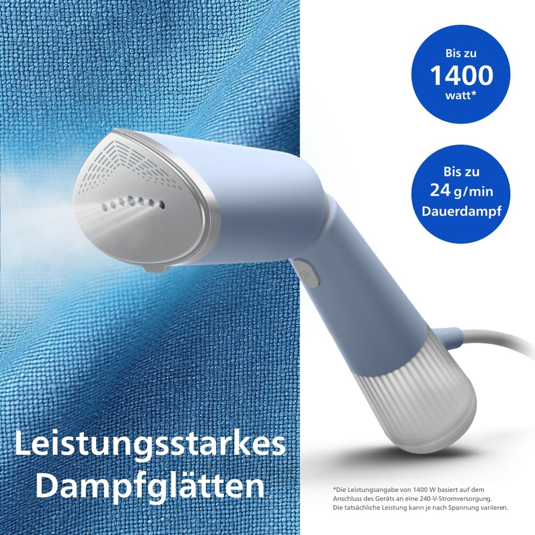 Philips Dampfglätter 5000-Serie - 35 Sekunden Aufheizen, aktiv beheizte Dampfplatte, Eco-Modus, für