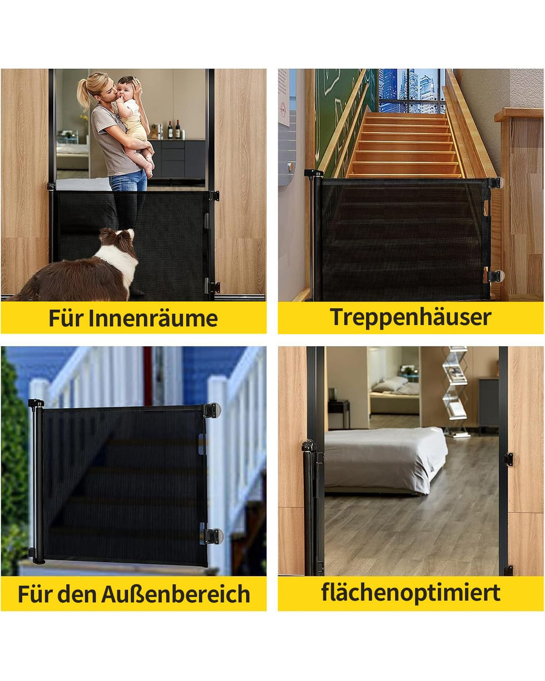 2 Pack Treppenschutzgitter Ausziehbar 0-140cm,Türschutzgitter Ausziehbar mit Treppenschutz & Kinders