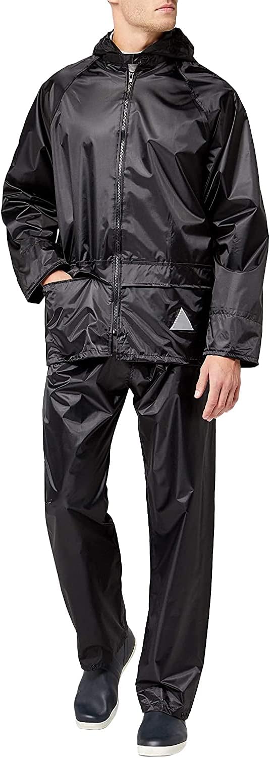 Result Schwerer, wasserdichter Herren-Regenanzug (Jacke und Hosenanzug) L Schwarz, L Schwarz
