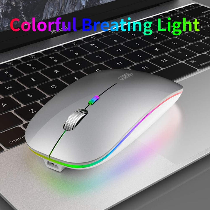 Uiosmuph G12 Maus Kabellos, LED 2.4G Leise Funkmaus Wiederaufladbar Wireless Mousemit Nano USB Empfä