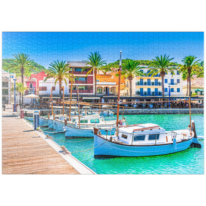 Boote an der Anlegestelle von Port de Andratx. Mallorca, Spanien - Premium 1000 Teile Puzzle - MyPuz