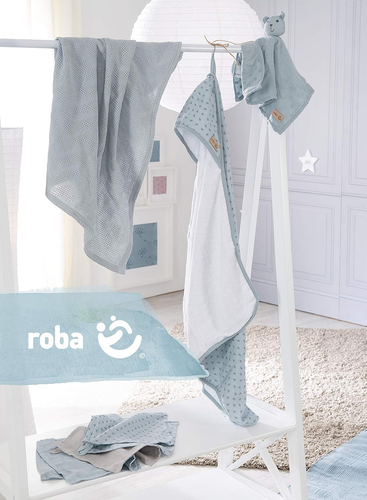 roba Geschenk Baby Pflege - Set zur Geburt - Handtuch, Waschlappen, Schmusetuch & Decke - Bio Baumwo
