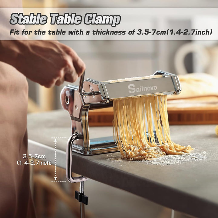 Sailnovo Nudelmaschine Pasta Maker 180 Aluminiumlegierung mit 9 Einstellbaren Stärkeeinstellungen un