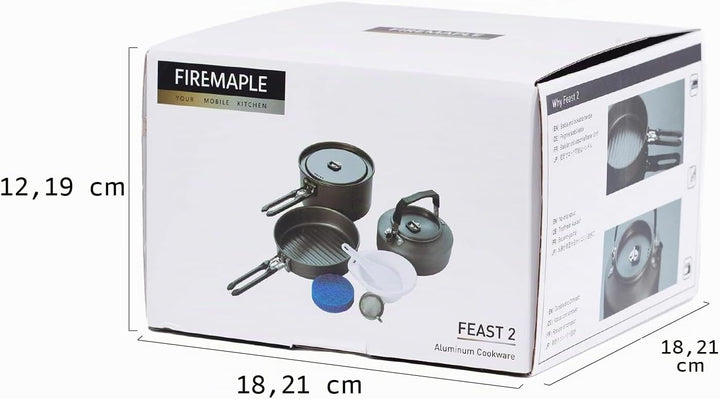 Fire-Maple Feast 2 Camping Kochgeschirr Set Outdoor-Kochset mit Topf, Wasserkocher, Pfanne, Schalen