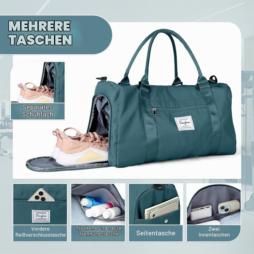 Sport Duffel Bag Damen Herren Sporttasche mit Schuhfach &amp; Nassfach Reisetasche Handgepäck Tasche Spo