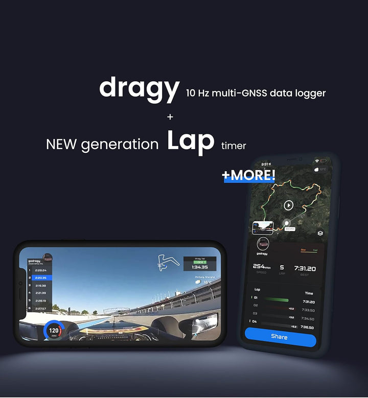 Neues dragy GPS-basiertes Leistungsmessgerät, bis zu 25 Hz GPS-Rundentimer, verbessertes UBLOX-Hochl