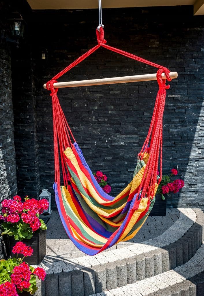 Zolta Hängematte grosser brasilianischer Hängestuhl Sessel Belastbarkeit bis 100 kg Relax + Kissen (