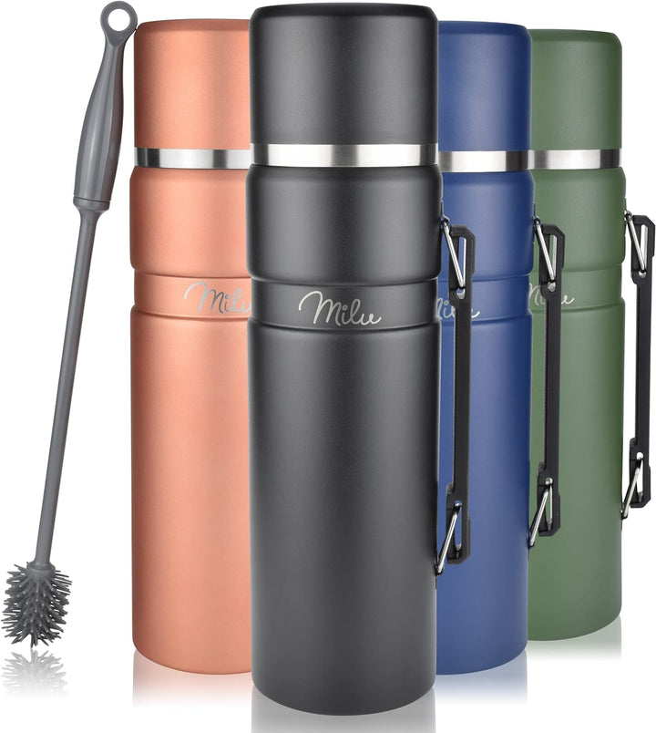 Milu Thermoskanne 1L - Thermosflasche mit Griff - Isolierflasche - Isolierte Edelstahl Trinkflasche,