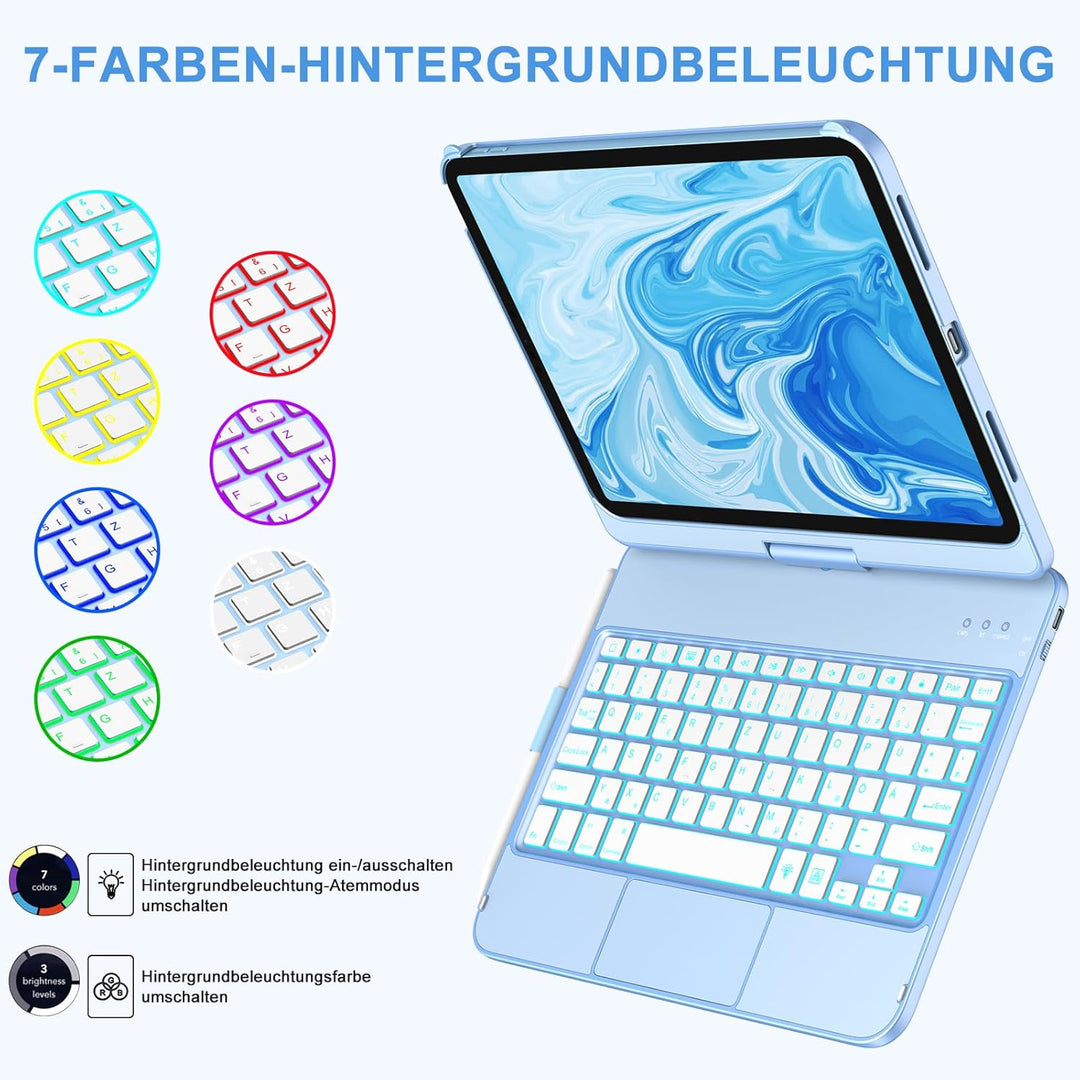 aMZCaSE für iPad 10. Generation 2022/A16 11.Generation 2025 (10,9/11 Zoll) Hülle mit Tastaturhülle,T