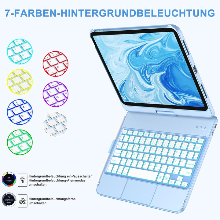 aMZCaSE für iPad 10. Generation 2022/A16 11.Generation 2025 (10,9/11 Zoll) Hülle mit Tastaturhülle,T