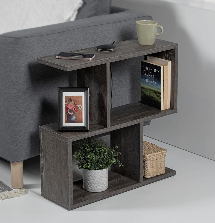 HOCUS PICUS | Moderner Holz Beistelltisch mit 2 Etagen | Vielseitiger Sofatisch, Regal-Organizer | I