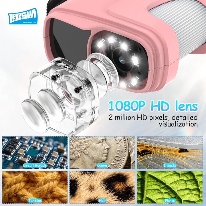 2,4-Zoll-Display-4K-Mikroskop für Kinder Tragbares Mini-Taschenmikroskop (1000-fache Vergrösserung)