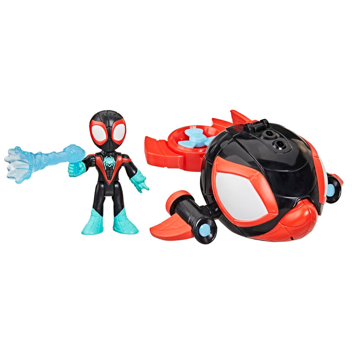 Marvel Spidey und Seine Super-Freunde – Water-Webs Spielzeug mit 7,6cm Miles „Spin“ Morales Figur &
