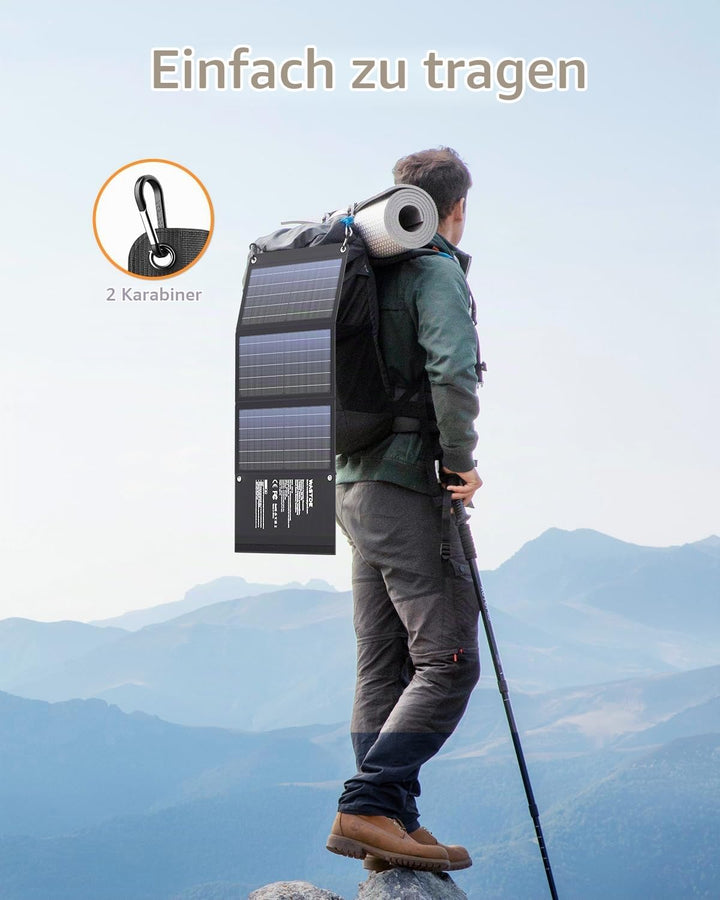 30W Solarpanel Faltbares, WASTDE Tragbar Solarladegerät ETFE mit DC30V, QC3.0 USB-A/USB-C Anschlüsse