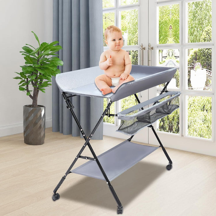 Wickeltisch Badewanne, Klappbare Wickelstation, Mobil Wickelkommode, Baby Wickeltisch mit Sicherheit