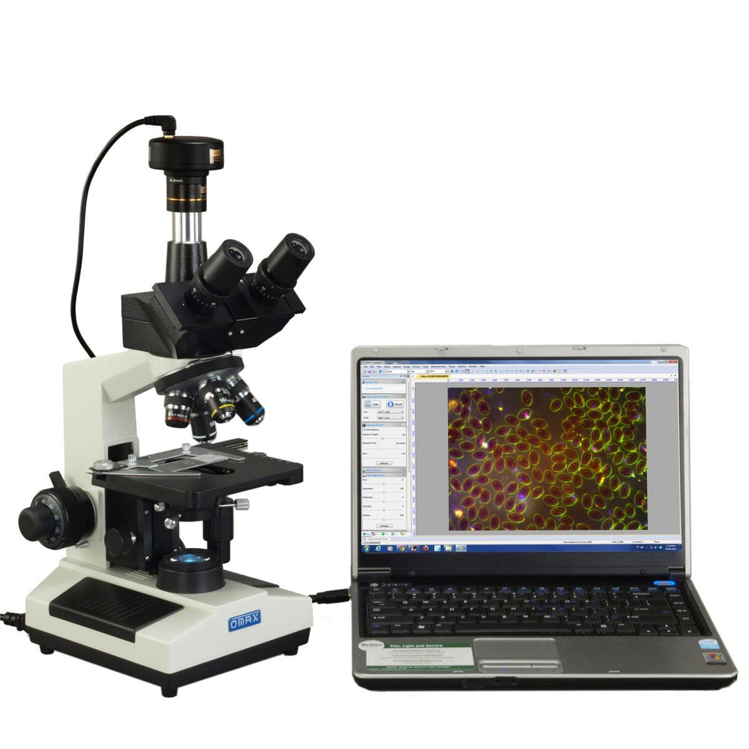 AmScope M837ZL-A191BD-C90U OMAX 40X-2500X Helleres Dunkelfeld-LED-Trinokular-Verbundmikroskop mit 9M