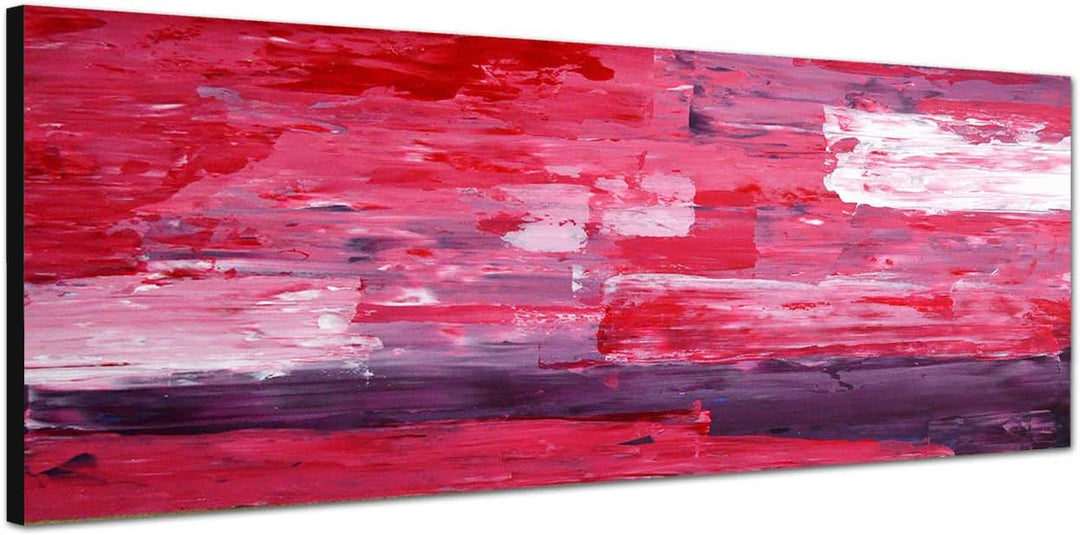 Paul Sinus Art Panoramabild auf Leinwand und Keilrahmen 120x40cm Malerei abstrakt pink rot